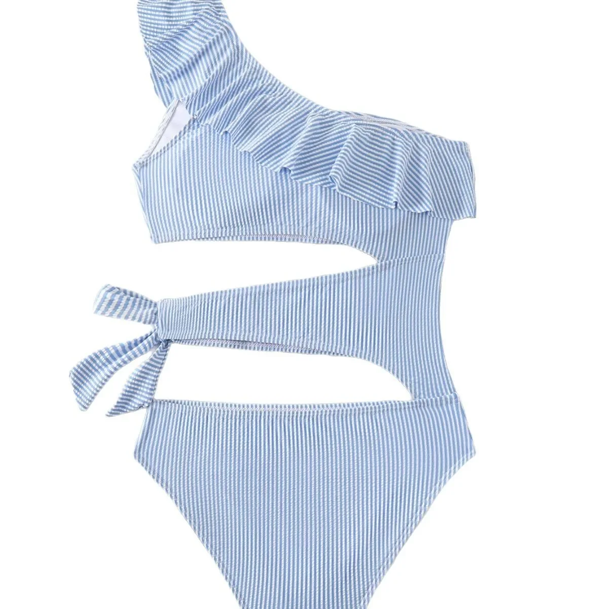 Nuevo traje de baño de una pieza con bordes con volantes, traje de baño ahuecado con cordones para mujer, sensación de alta gama, remojo en aguas termales,