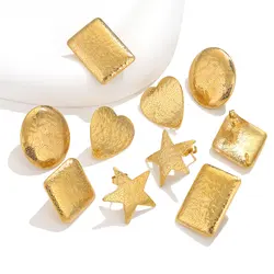 Pendientes chapados en oro de acero inoxidable, 10 piezas, PVD, conectores para la fabricación de joyas, ganchos para pendientes, postes, materiales de joyería a granel