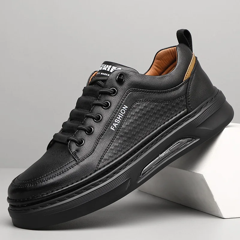 

2024 весенние новые повседневные мужские дышащие белые туфли, новые модные дизайнерские кроссовки на платформе, мужские однотонные кожаные спортивные туфли