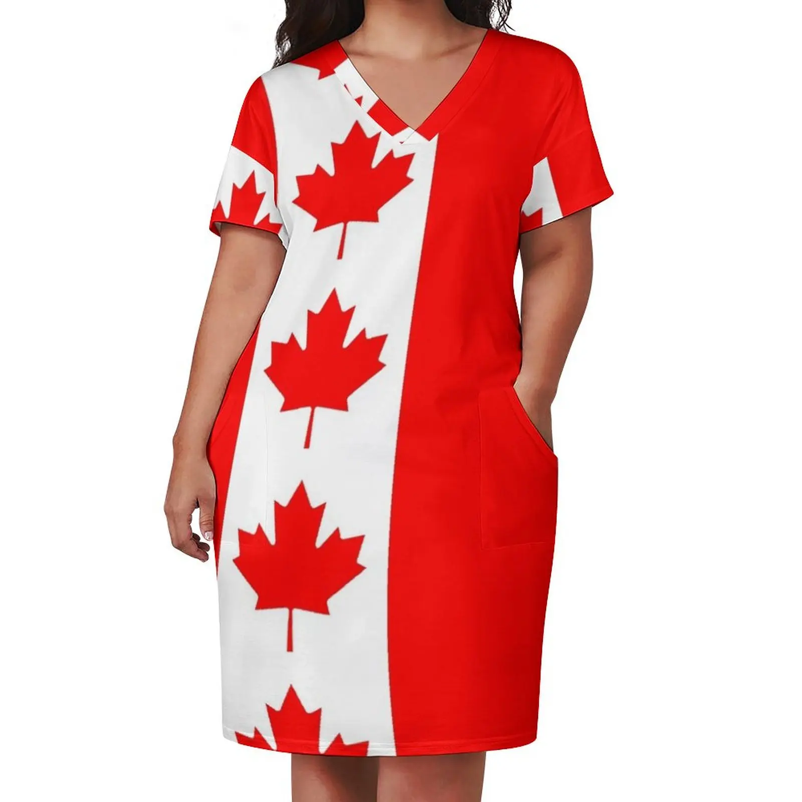 Canada Canadian Flag Loose Pocket Dress women