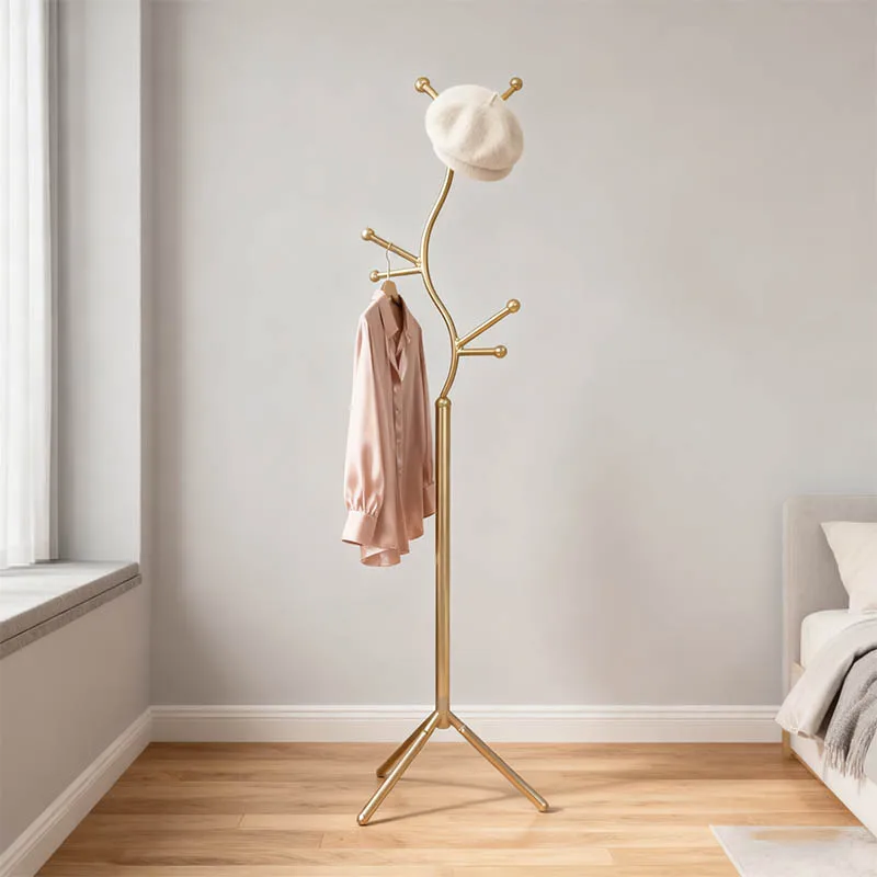Modern Gold Metal Coat Rack-Versatile Home Furniture with Adjustable Height & Easy Assembly