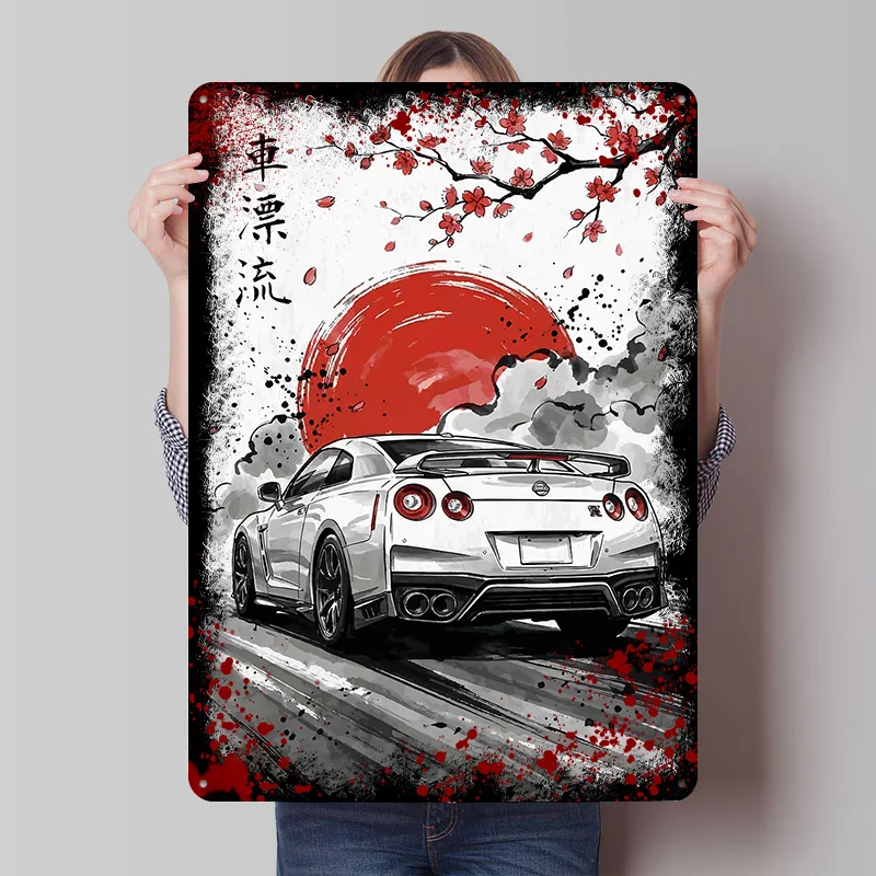 Sports GT-R R35 Nismo Japanese Art Car Tinplate Poster Custom Wall Art Vintage Metal Signs Retro Tin Plaque for Wand Deko House