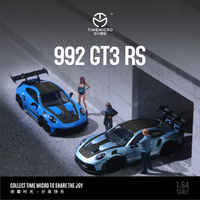 Time Micro 1:64 992 GT3 RS Glacier Blue Wide Body Diecast Model Car Metal Chassis Acrylic Display Collection Model Ornaments