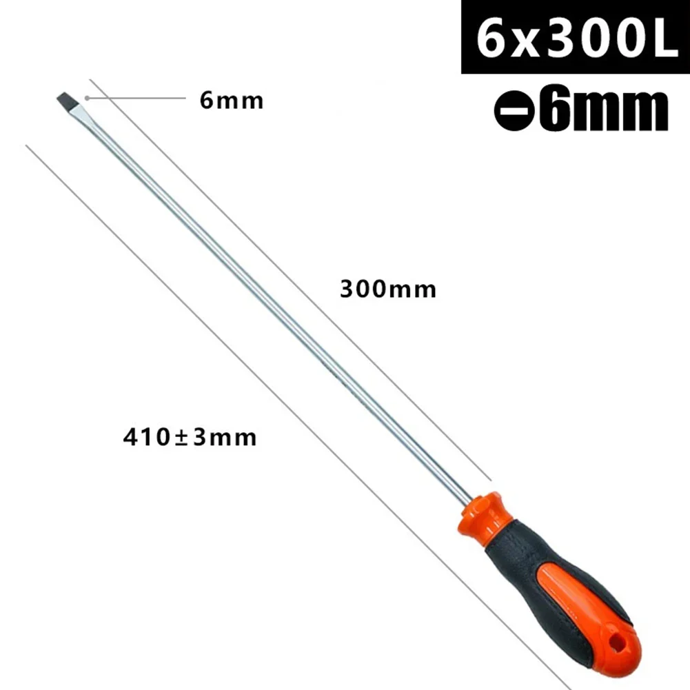 1/2pcs 12 Inch Extended Screwdriver Long Slotted Cross Screwdriver Magnetic Screwdriver With Rubber Handle Repairing Hand Tool