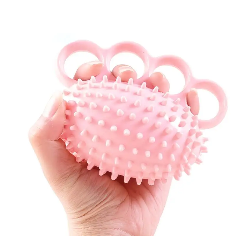 Four Finger Spiky Grip Ball Hand Massage Trainer Stress Relief Squeeze Ball For Wrist Power Building Finger Exercise Fitness Too