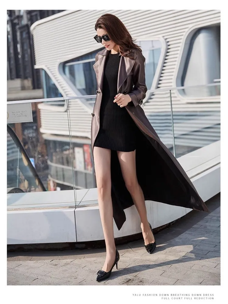 

Ele Long Women's Coat 2025 Spring Autumn New Sle Waist-Cinching Slimming Knee-Length Faion High-End Over-Knee Coat