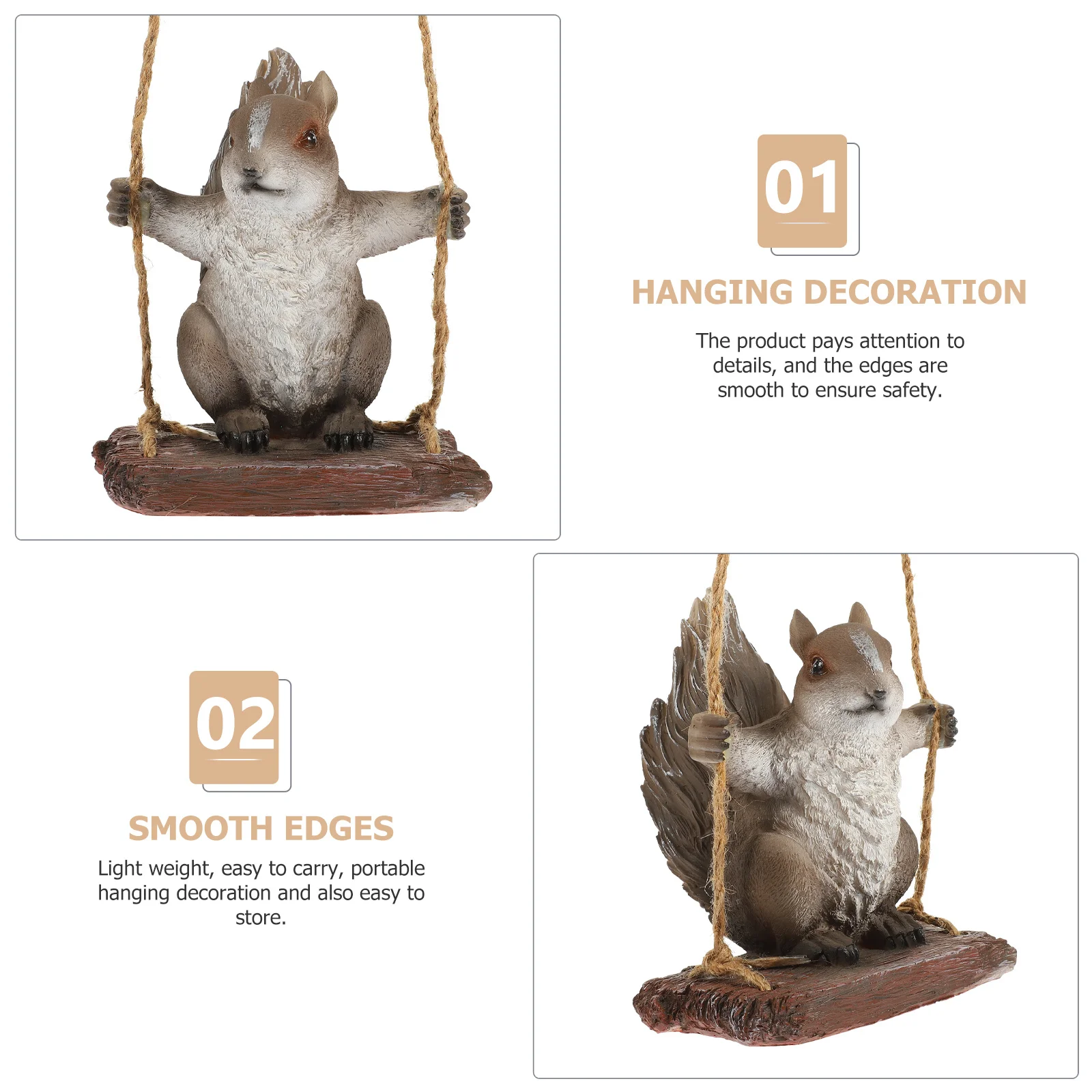 

Resin Squirrel Tree Pendant Hanging Garden Ornament Outdoor Yard Decor Swing Animal Statue Creative Pendant for Photography Prop