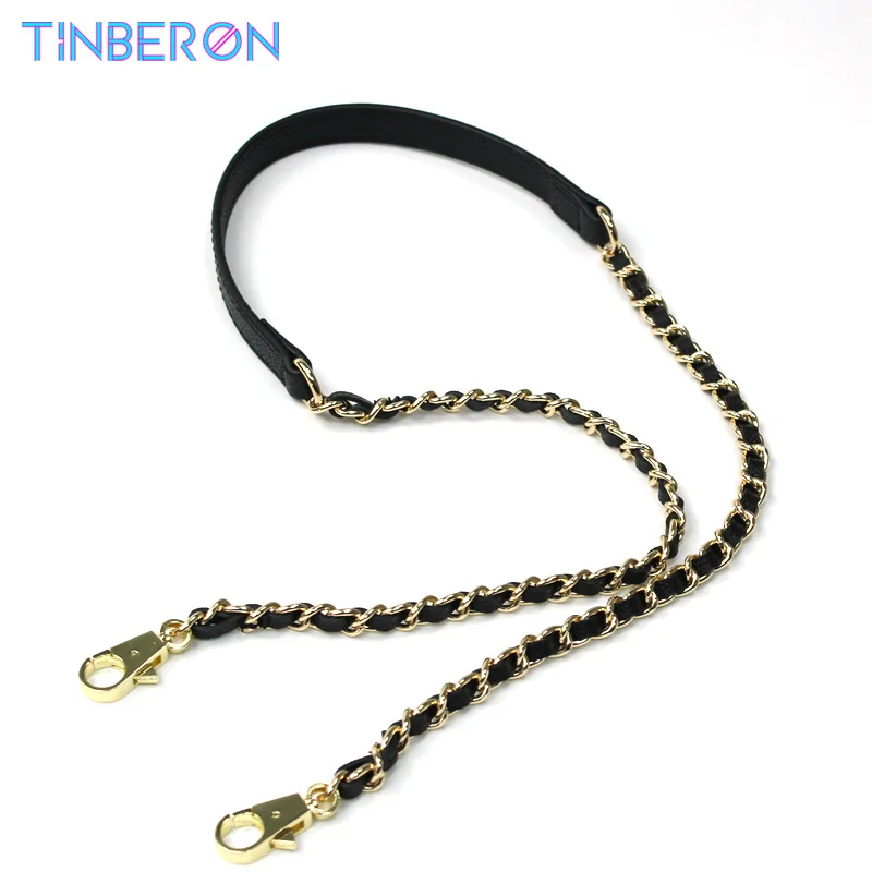 

TINBERON Shoulder Bag Strap With Copper Chain Wear Leather Strips High Quality Pure Copper Metal Bag Chain Ladies Shoulder Strap