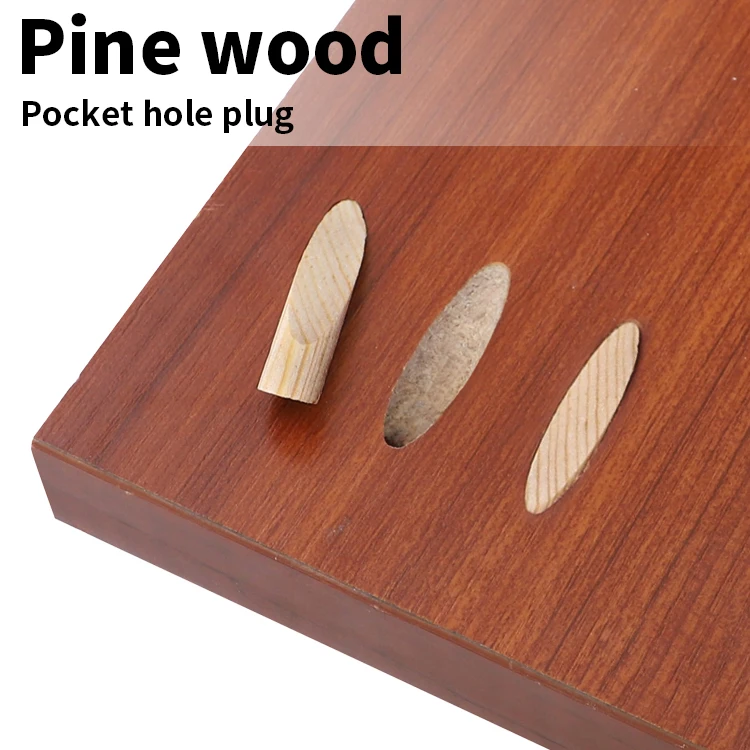 50 Pack Pocket Hole Plugs 9.5*45 mm Pine Wood Inclined Hole Plug Furniture Jointing Solid Wood Oblique Plugs