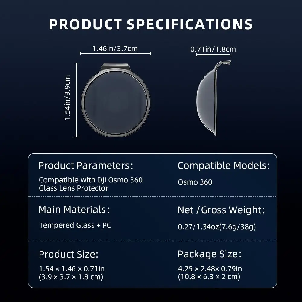 Optical Glass Lens Guard Anti-Scratch Durable Lens Protector Removable Protective Lens Cap for DJI Osmo 360