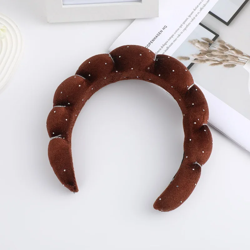 1PC Cloud Face Wash Sponge Hair Band Hair Ornament Velvet Rhinestone Premium Female High Head Top Fried Dough Twists Headband