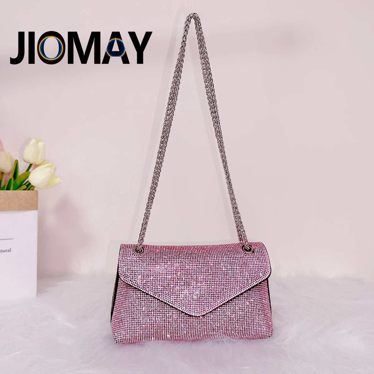 JIOMAY borsa a tracolla con strass da sera per donna 2024 borse e borsette a catena borse a tracolla a catena regolabile borsa di design