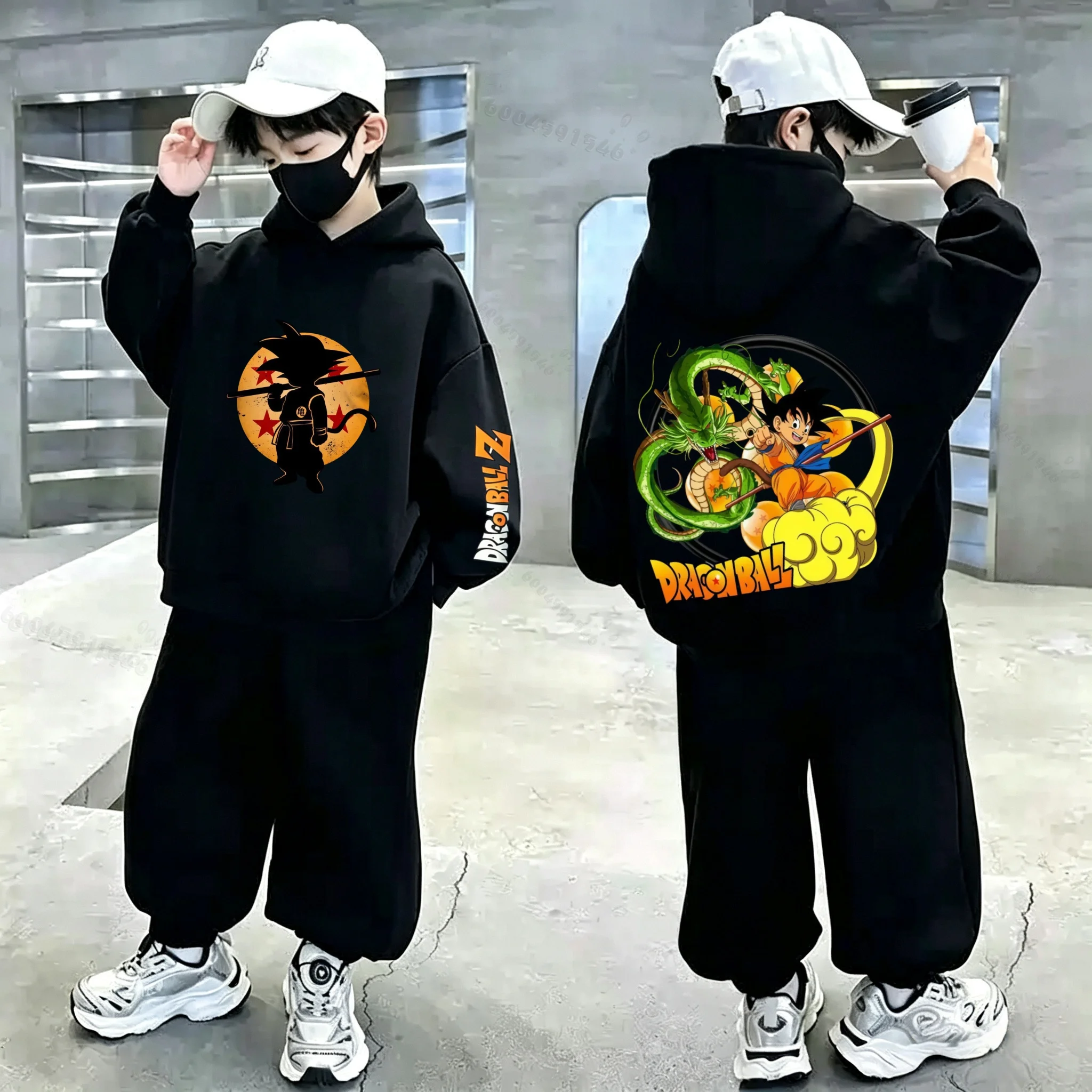 Dragon Ball Z bedrucktes Kinder-Kapuzenpullover mit Anime-Goku-Muster. Lässiges, lockeres Sportshirt mit Kapuze für Herren. – Detail 5