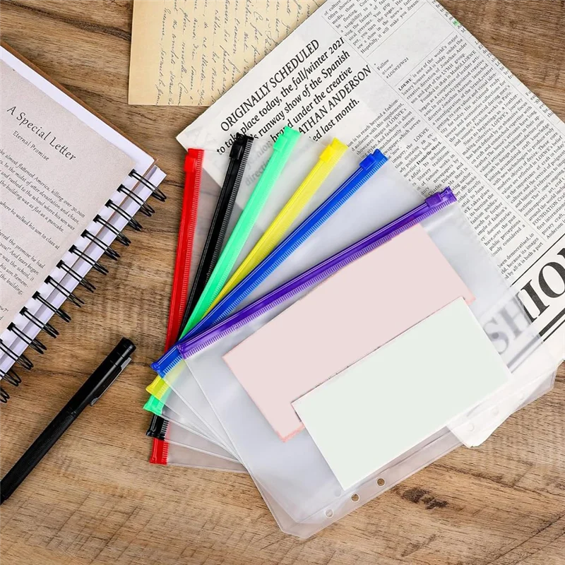 

CS-12Pcs A5 Binder Pockets 6 Hole A5 Binder Inserts With 42 Adhesive Binder Tabs For 6 Ring Notebook Binders