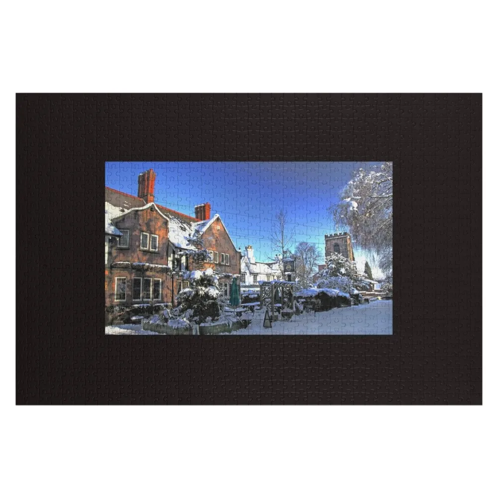 

Snowfall in Grappenhall Village, festive winter scene,Warrington, Cheshire, England Jigsaw Puzzle Customized Kids Gift Puzzle