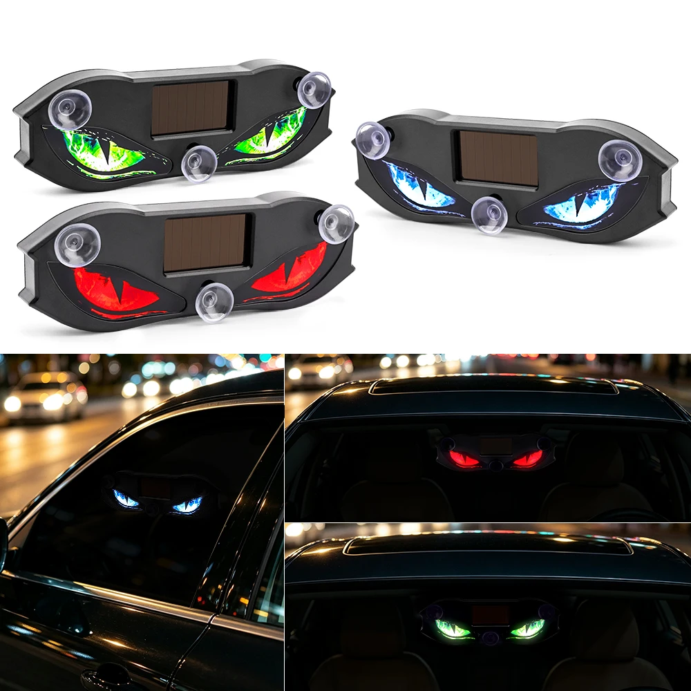 Newest Solar Devil Eye Universal Car Ambient Light Suction Cup Mount Type-C Solar Charging Dynamic Expression Warning Decoration