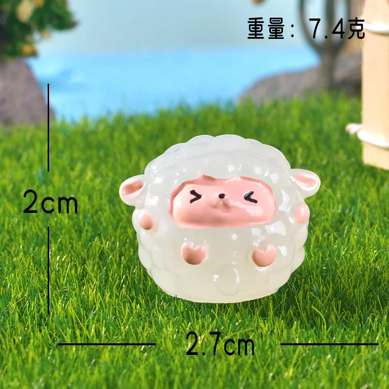 6 قطعة غرفة الأغنام المضيئة الراتنج ديكورا الماعز الصغير المشهد الصغير الديكور لطيف الحيوان الحلي الجنية حديقة الديكور #5