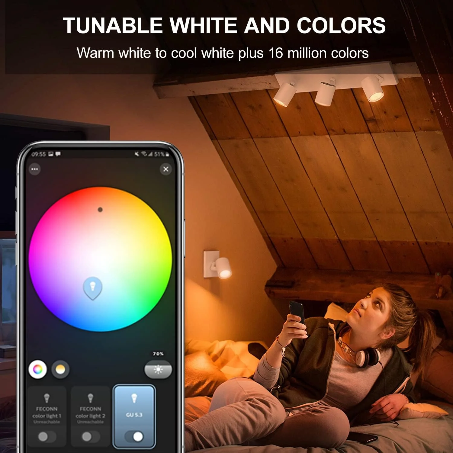 Żarówki inteligentna dioda Led Zigbee GU10 WiFi RGB C + W ściemnialne lampy reflektor aplikacja EWelink sterowania żarówkami głos Alexa Alice