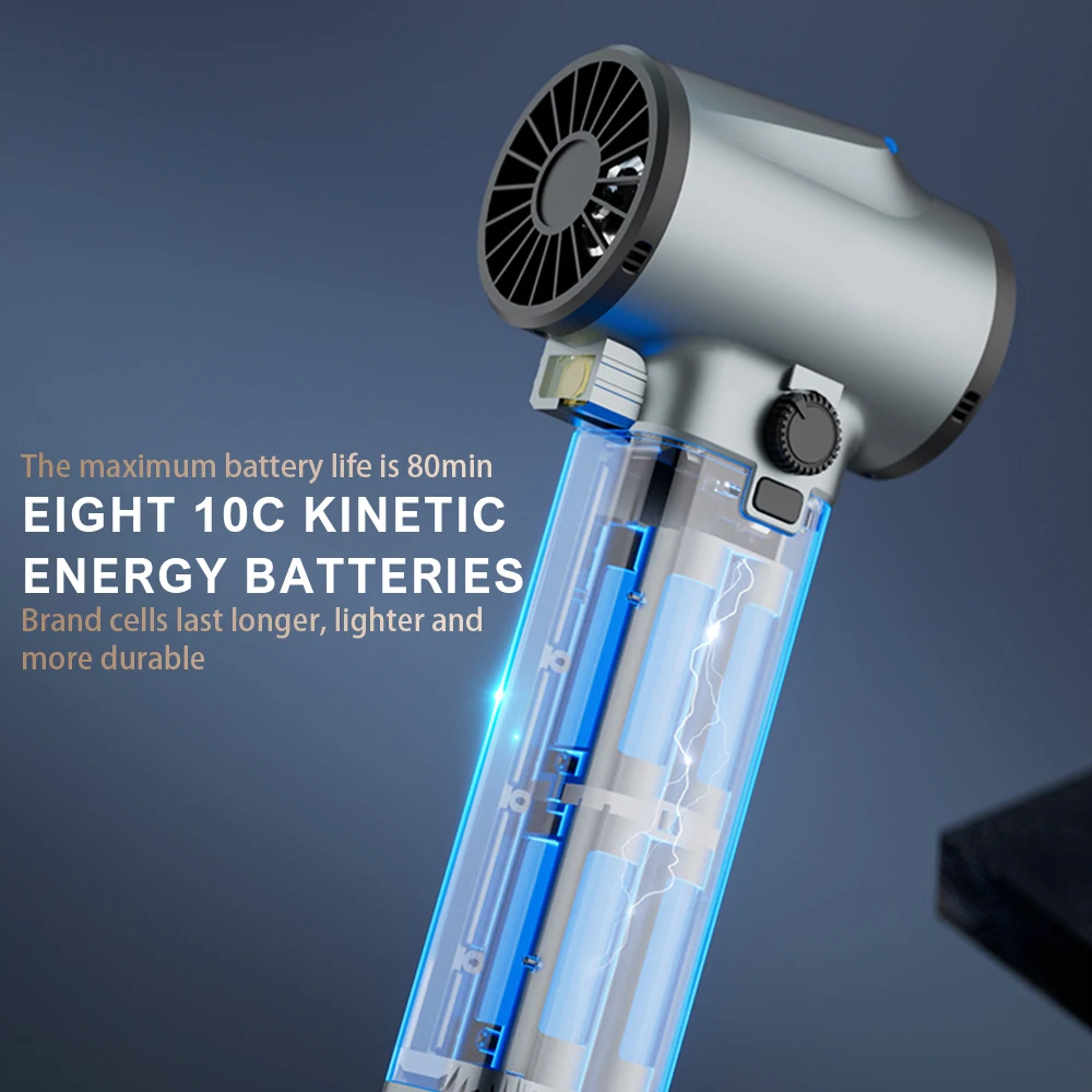 Car Violent Air Blower Powerful Handheld Turbo Jet Fan With LED Lighting 64MM Brushless Motor High-Speed 4000mAh 1400G Thrust