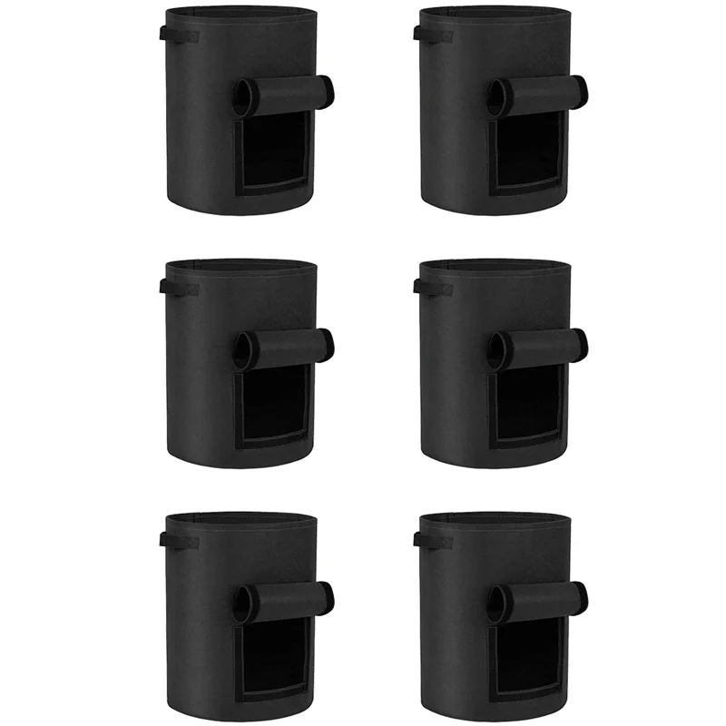 【Flash Sale】6-Pack 10 Gallon Potato Grow Bags Thick Fabric Pots Harvest Windows & Sturdy Handles Planting Bag For Plants
