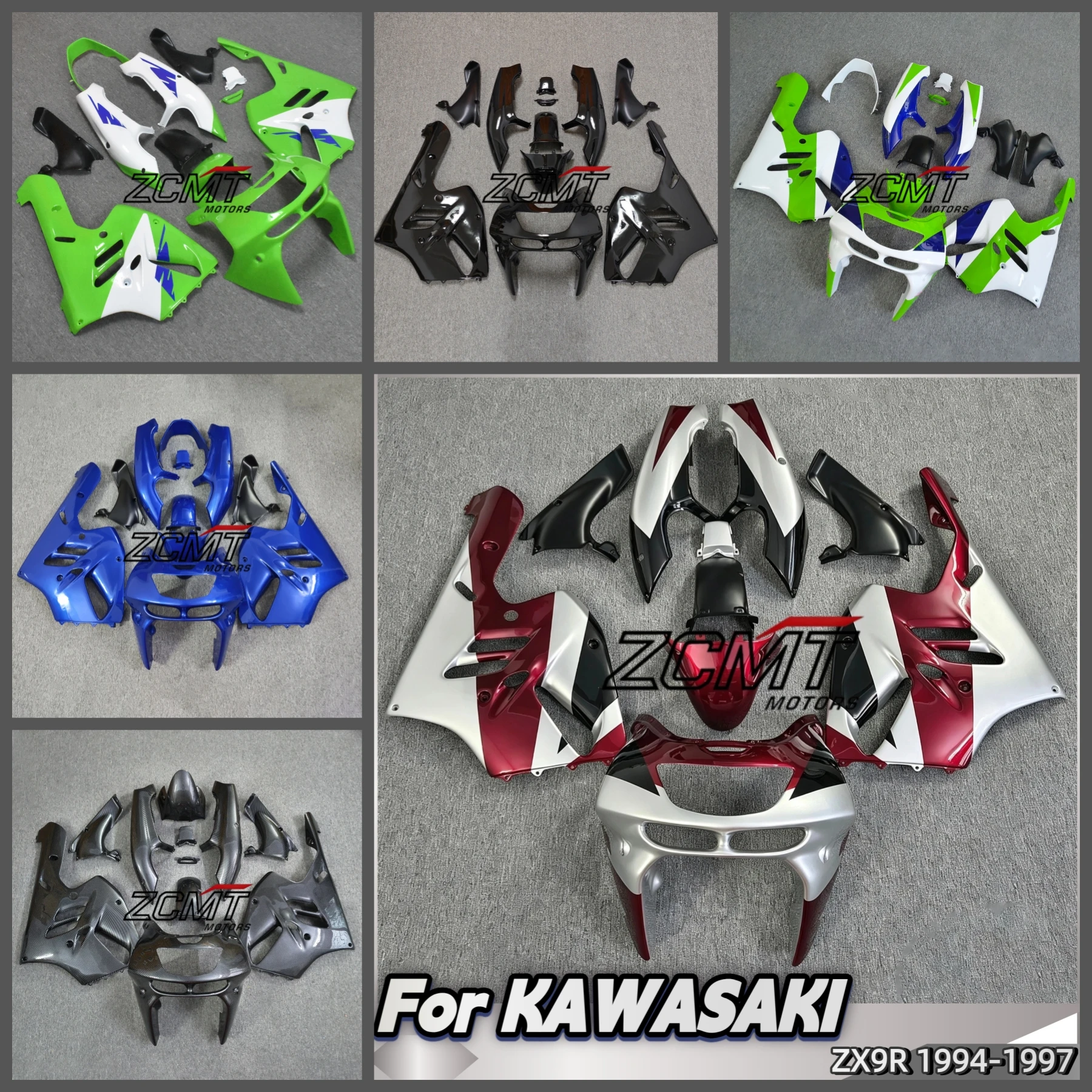 New For Kawasaki ZX9R ZX-9R ZX 9R 1994 1995 1996 1997 94 95 96 97 Moto Fairing kit bodywork Rear Tail Front Upper Replacement