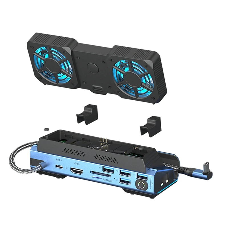 

Игровая док-станция 10-в-1 Type-C для Steam Deckrog Ally/Switch M.2 Pcie Nvme, жесткий диск, концентратор USB C, 4K60 Гц, двойной вентилятор