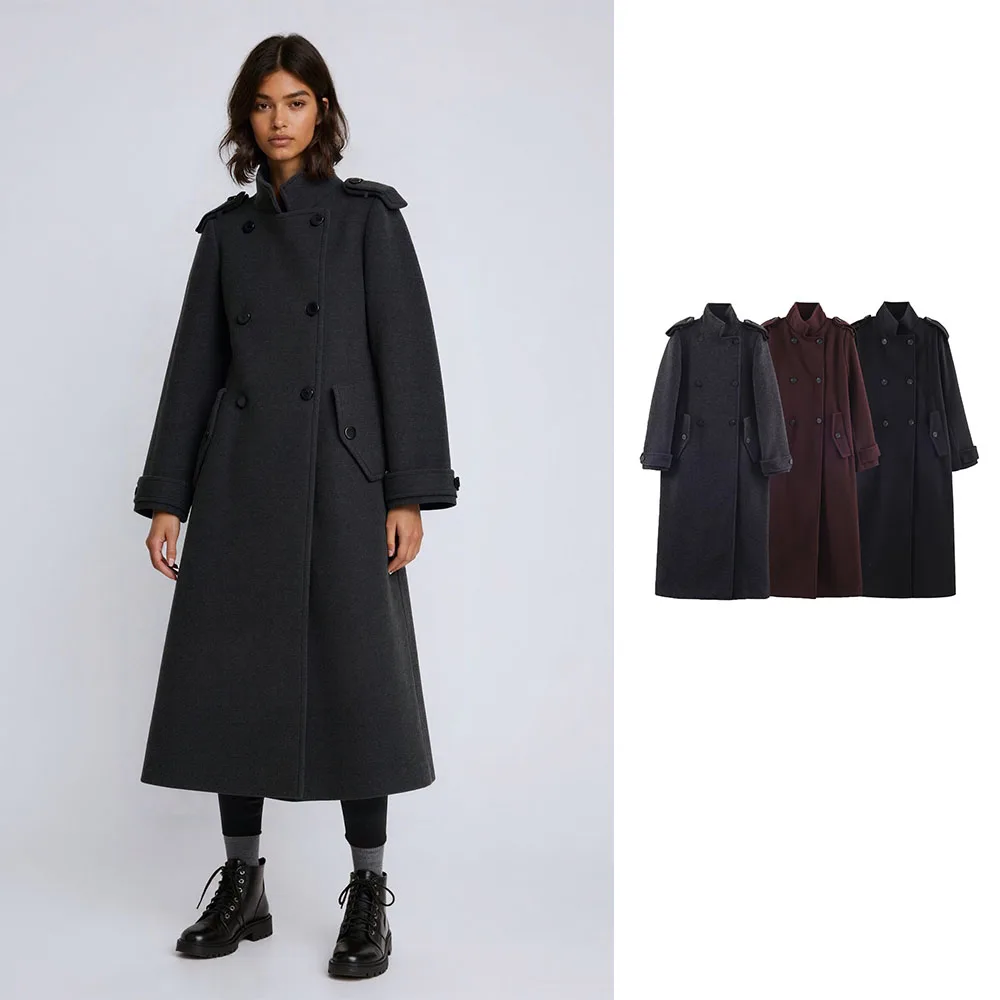 

Winter New Women's Fashion Simple Blended Long Coat Coat