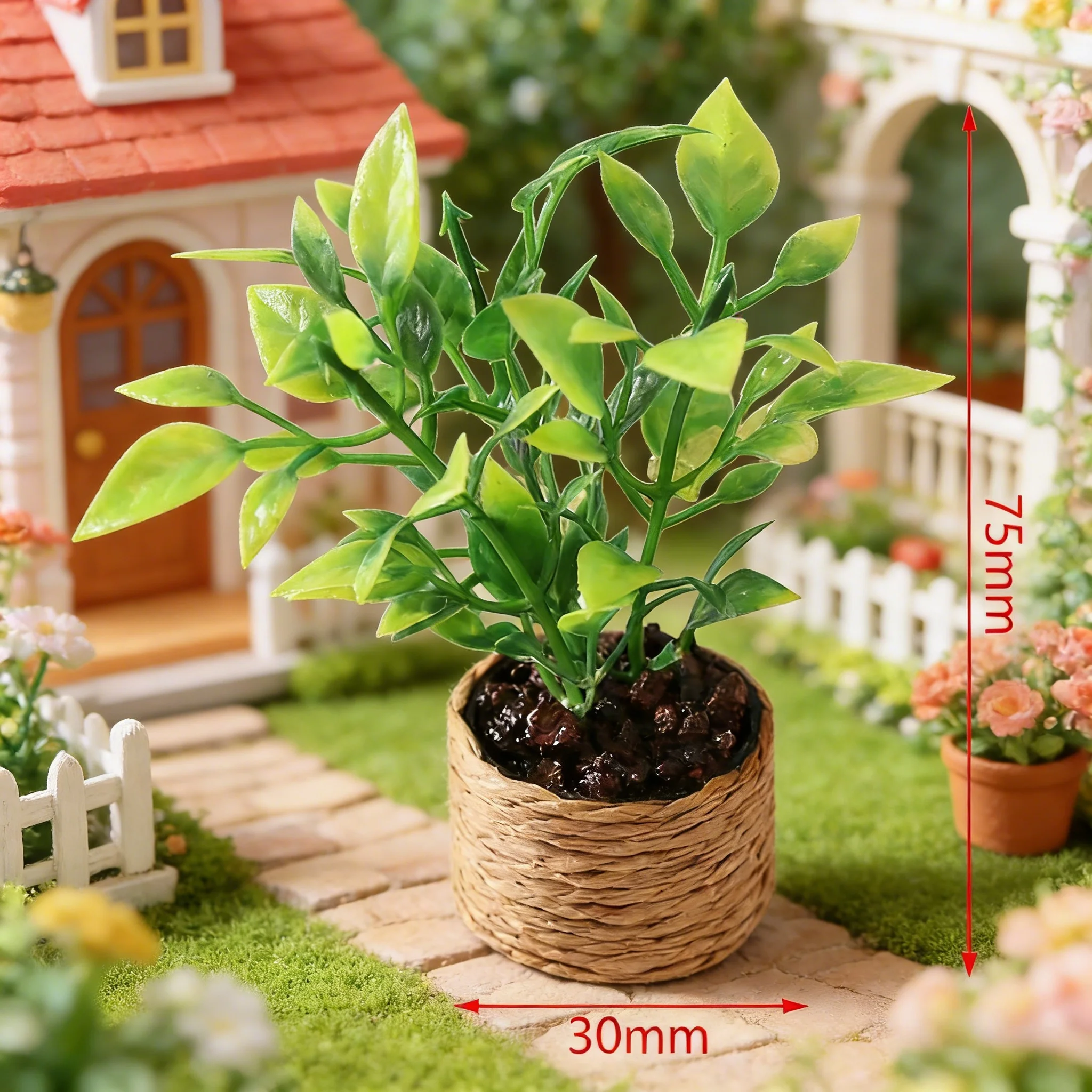 Dollhouse Miniature Orange Tree Potted Green Potted Plants Garden Furniture Decor Toy