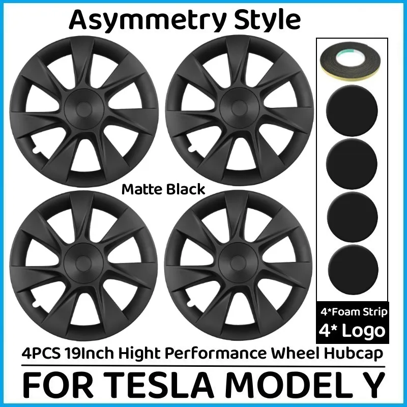 19 Inch Wieldoppen 4 Stuks Wieldop Prestaties Vervanging Wielnaafdop Volledige Velg Cover Accessoires Voor Tesla Model Y 2018-2024