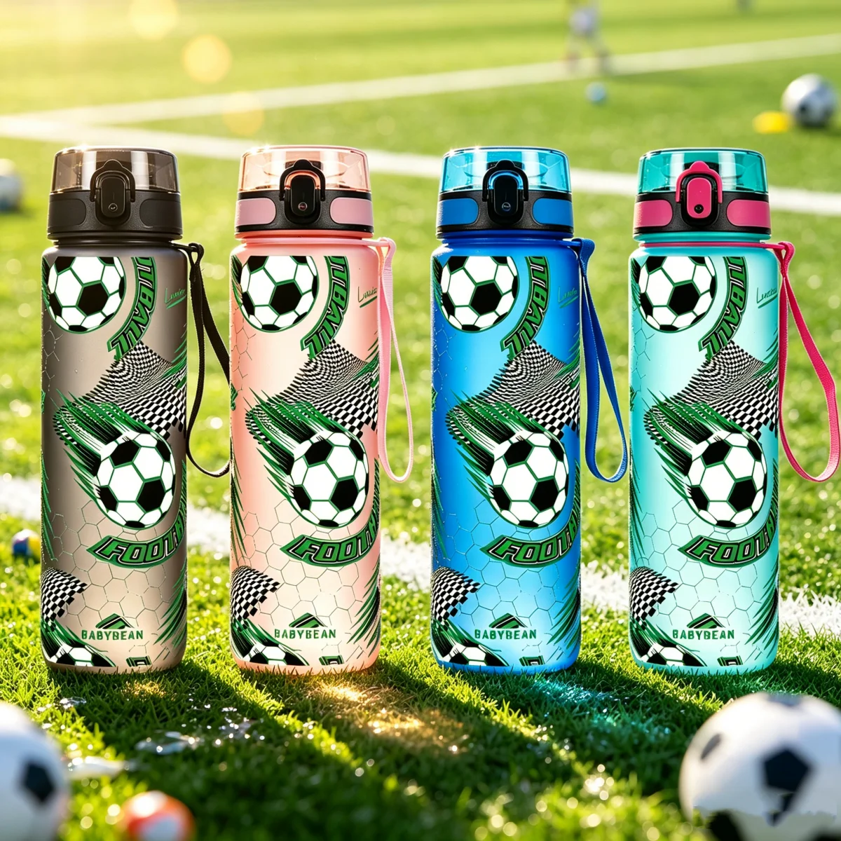 Outdoor Kid Friendly - 750ml Football Pattern Kids Water Bottle