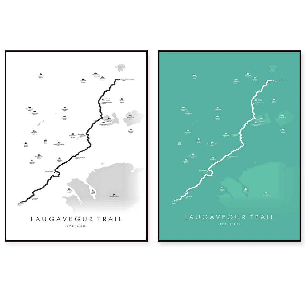 Laugavegur Trail Map | Laugavegur Poster | Iceland Hiking Poster | Trail Map Art | Relive your Adventures