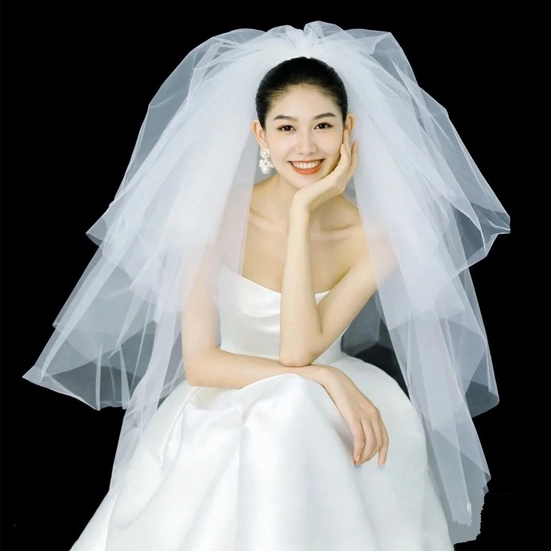 

Новая простая многослойная свадебная фата для фотосессий, пышная фата для путешествий, жесткая фата-шлейф для невесты, аксессуар для фотосъемки