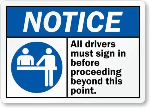 All Drivers Sign In Notice Aluminum Weatherproof 12