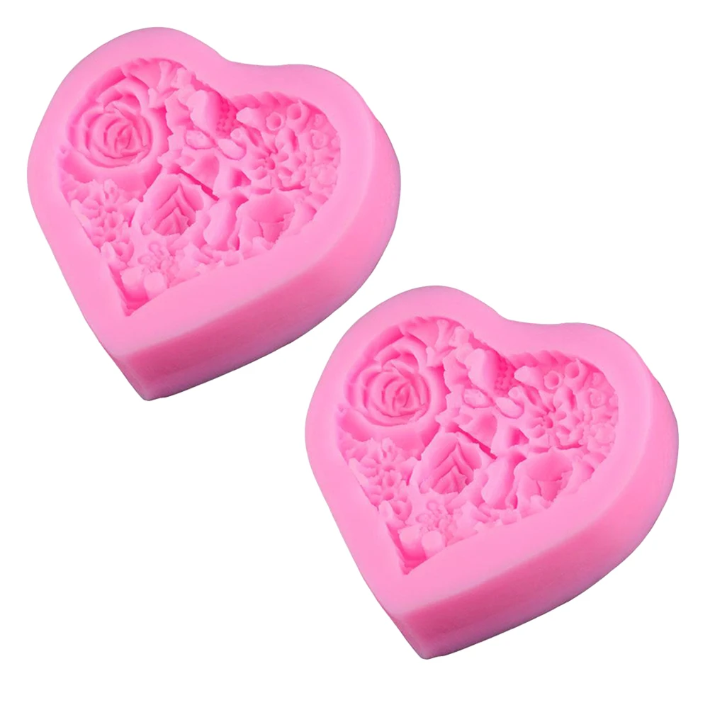 

3D Heart Silicone Fondant Mold Pink Baking Chocolate Clay Tool For Diy Cake Decorating Reusable Molds For Wedding Birthday