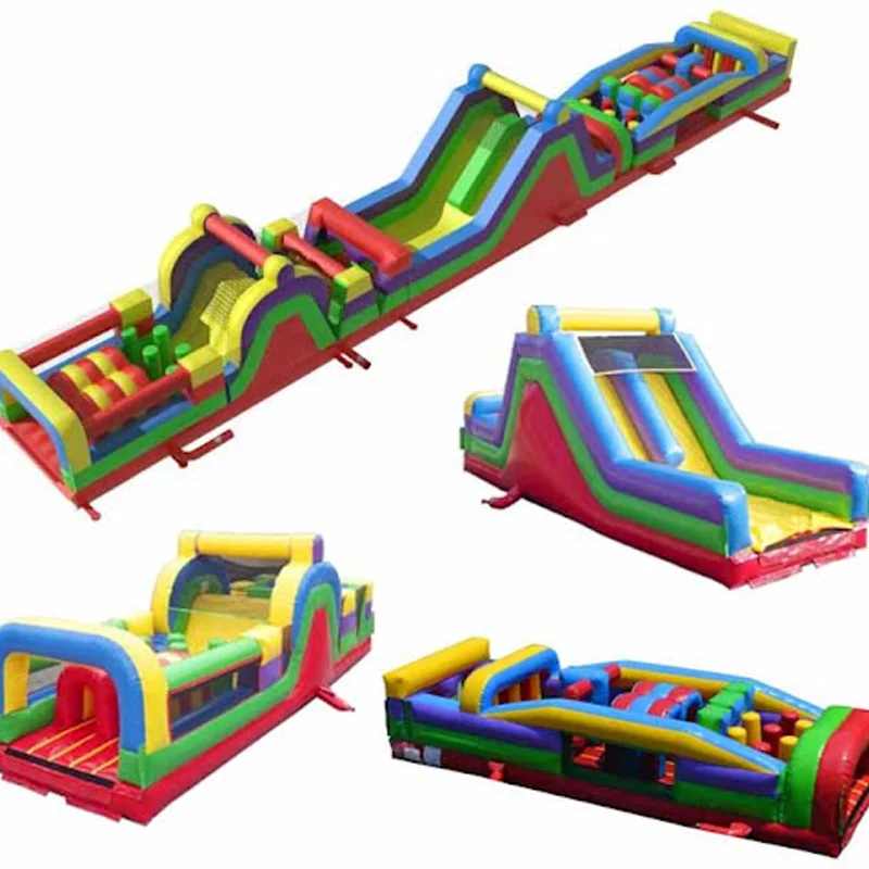 Inflatable obstacle bounce slide 30 meters long outdoor competition game amusement park game