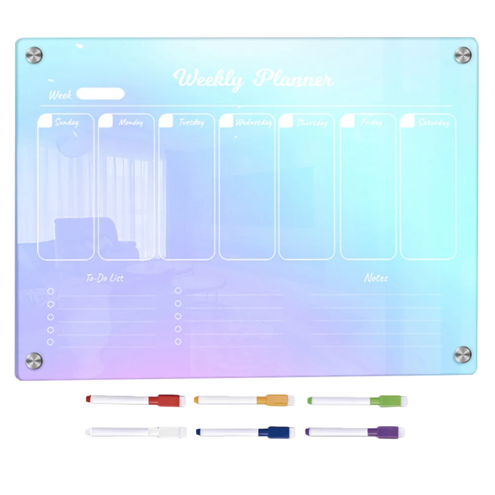 

1 set Magnetic Dry Erase For Fridge Clear Acrylic Planner Board Refrigerator Message Board Kitchen Schedule Organizer Notepad