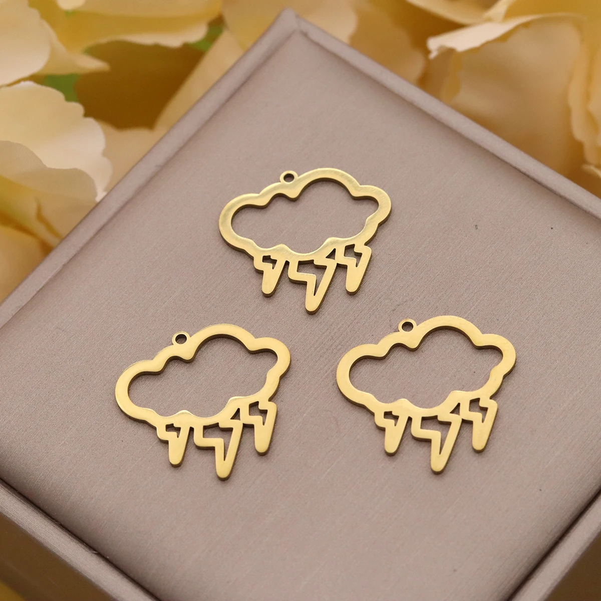3pcs Stainless Steel Cloud Lightning Charms Weather Pendant DIY Jewelry Making Supplies Trendy Earrings Necklace Handmade Craft