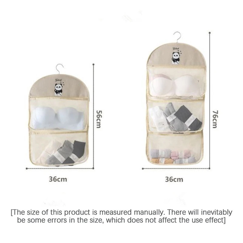 2/3Layer Large Capacity Underwear Storage Bag Wall-mounted Socks Storage Net Pocket Wardrobe Storage Bag Toy Doll Storage Bag