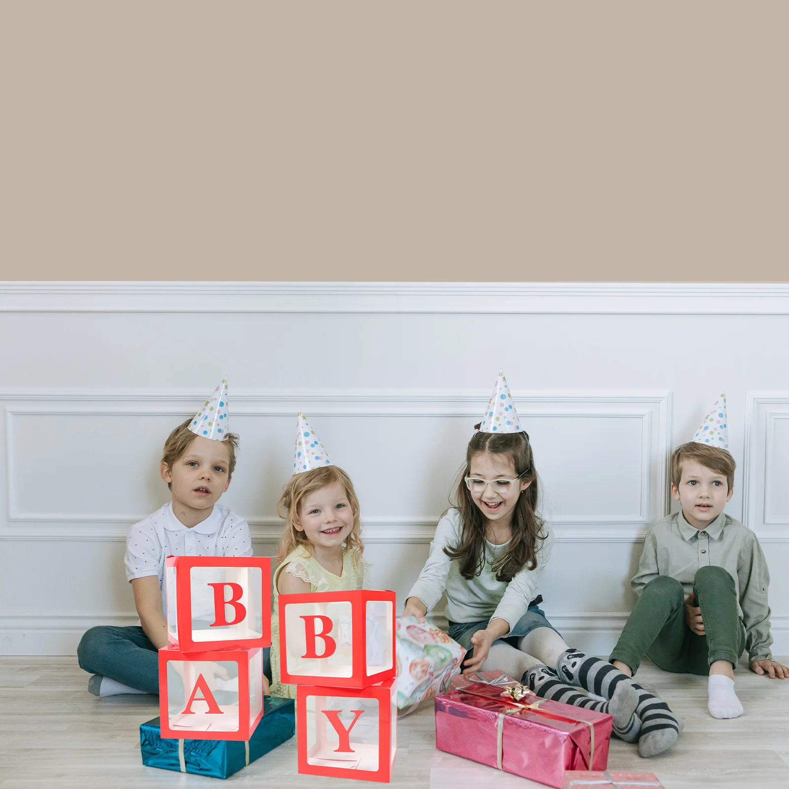 

4 Pcs Balloon Boxes Clear Paper PVC Baby Shower Decorations Letter Y Theme Gender Reveal Props Photo Backdrops