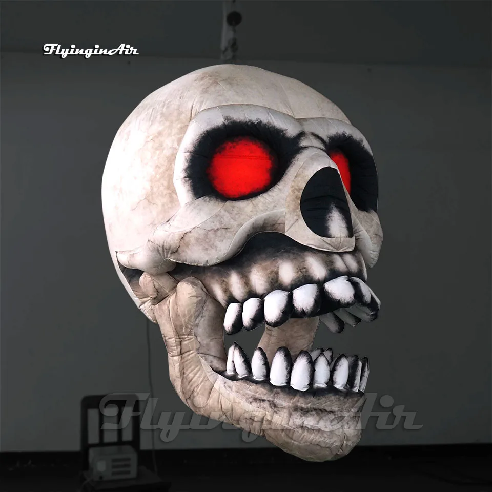 

2m/3m/4m/5m Hanging White Giant Inflatable Skull Model Suspended Air Blow Up Deceased Head For Halloween Decoration