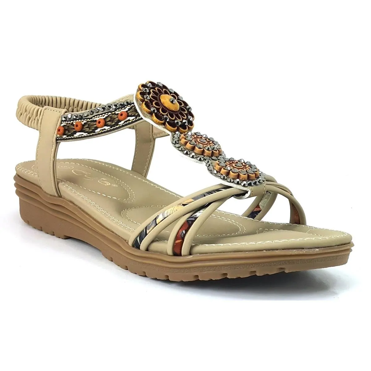 Custom and Comfortable Beige Guja 12011 24YS Women's Daily Sandals With 2024 Trend New Season Model Polyurethane Shoes