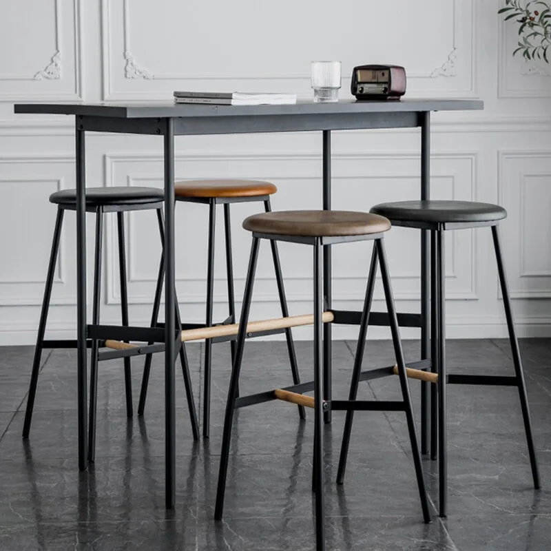 Black wrought iron bar table, industrial style retro high bar table, bar milk tea shop wrought iron high-footed  table