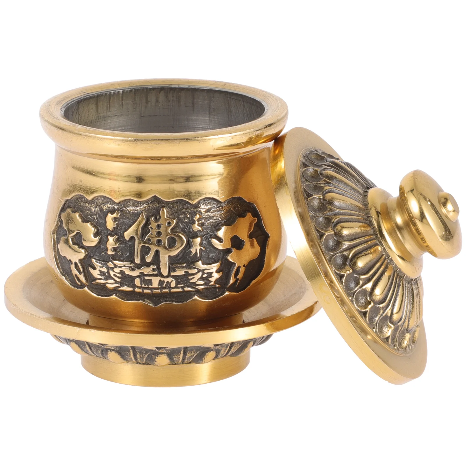 Buddhist Copper Cup Exquisite Holy Water Offering Container Ritual Bowl for Temple Worship Water Offering Cup