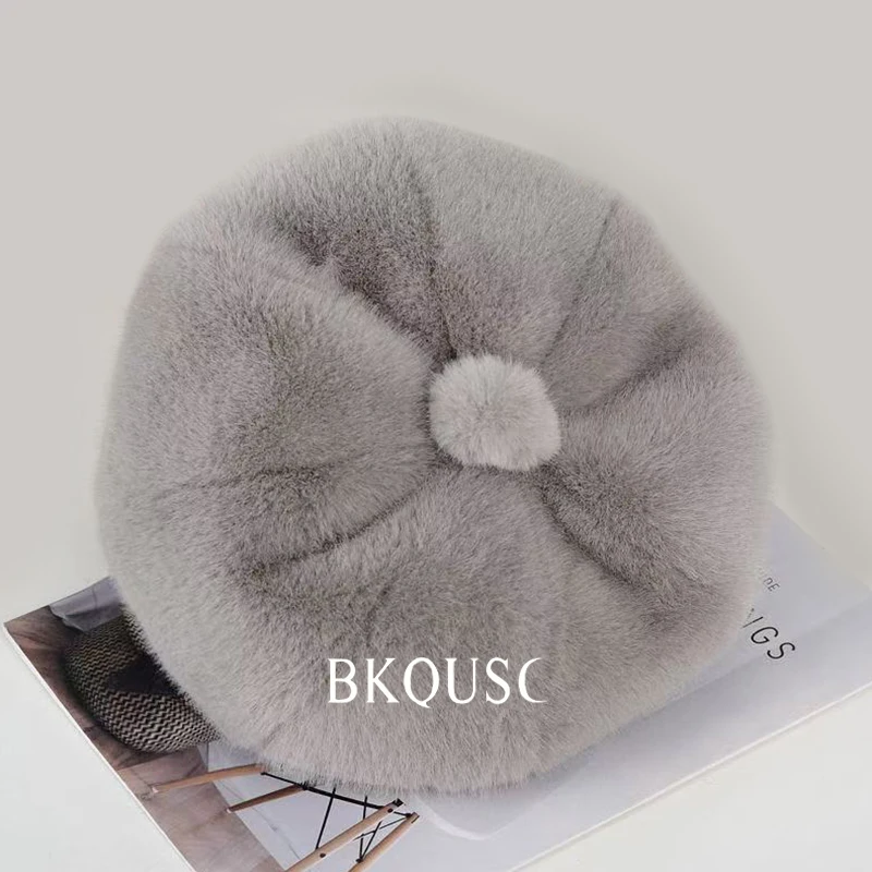 BKQUSC الفاخرة الأزياء فروي الفراء صياد القبعات للمرأة الشتاء في الهواء الطلق الدافئة رمادي سلسلة الأذن حامي أفخم قبعة وشاح مجموعة