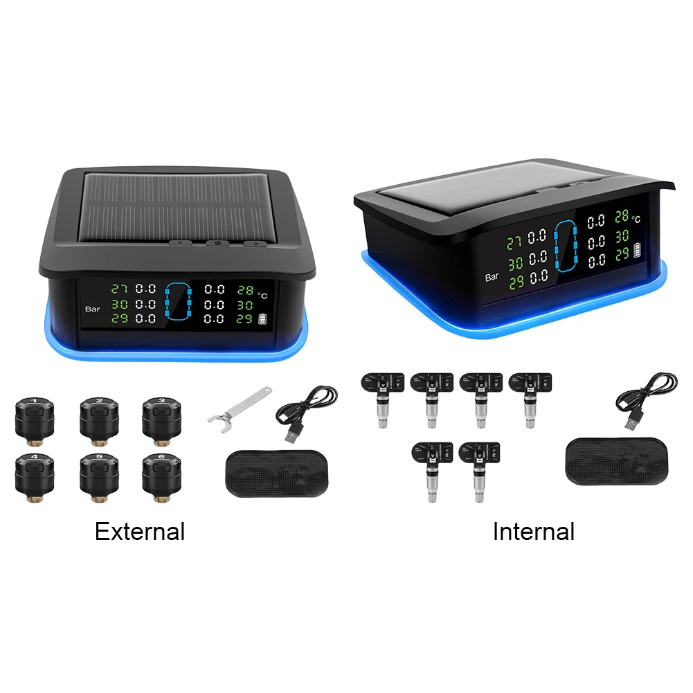 

Tire Pressure Monitoring System with 6 Sensors Tire Pressure Monitor System Universal TPMS for RV/Trailer/Truck