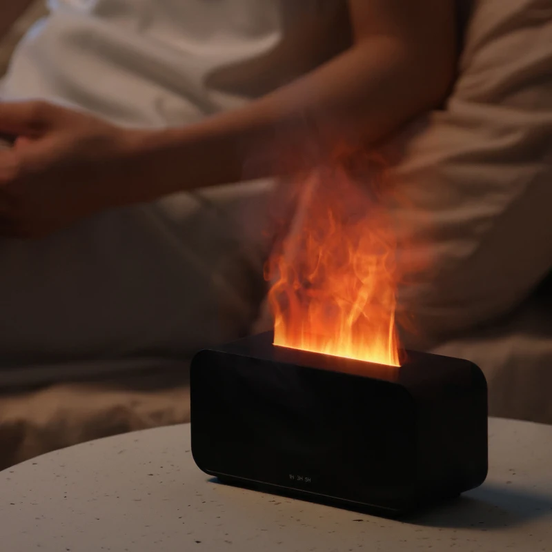 جهاز ترطيب لهب بالموجات فوق الصوتية بسبعة ألوان ، مصباح جو منزلي ، آلة عطر ، جديد