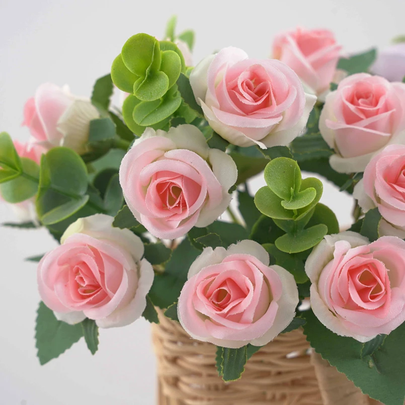 1 Stück künstliche Blumen, zur Dekoration von Wohnräumen, für den Außenbereich, Garten, Eukalyptus-Kranz, Pflanzen, für Hochzeiten und Partys, Seidenrosen-Sträuße, Requisiten für Fotoshootings. – Detail 11