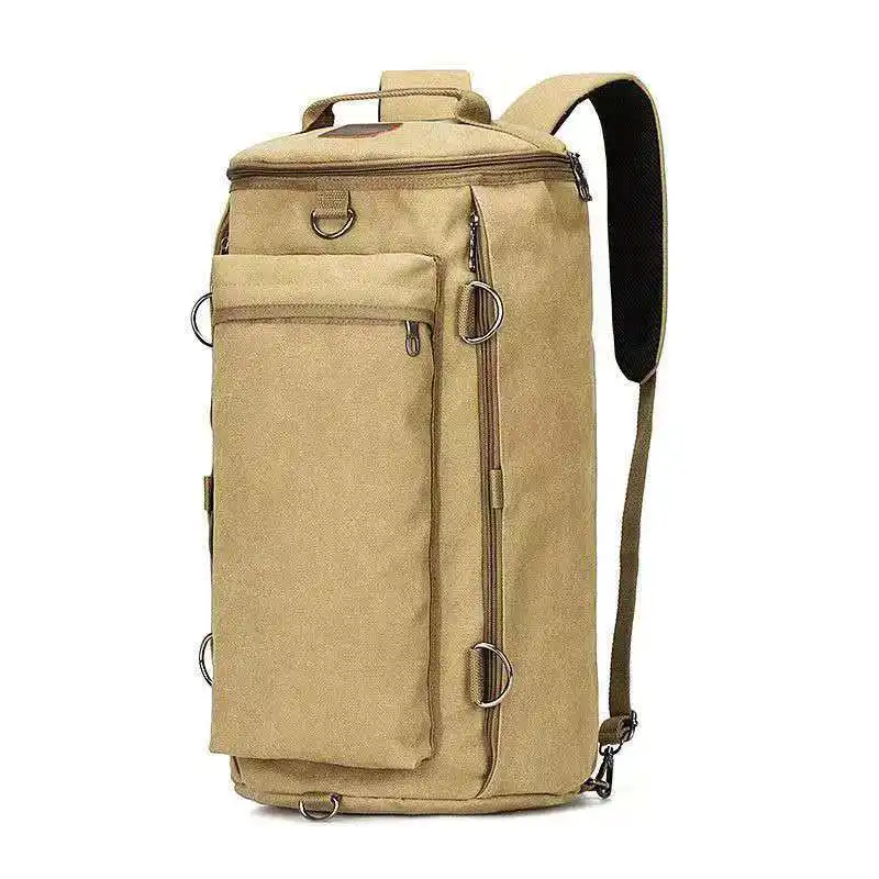 2026 Men's Women's Dual-Shoulder Backpack Multi-functional Outdoor Canvas Backpack  Large Capacity Bucket-shaped Student Bag