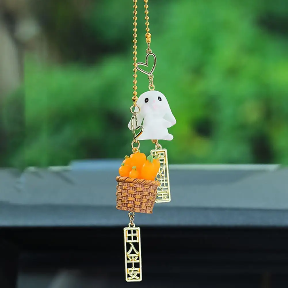 Cute Car Rabbit Pendant Non-fading Car Pendant Eye-catching Car Rear View Hanging Rabbit Decor  Decorative