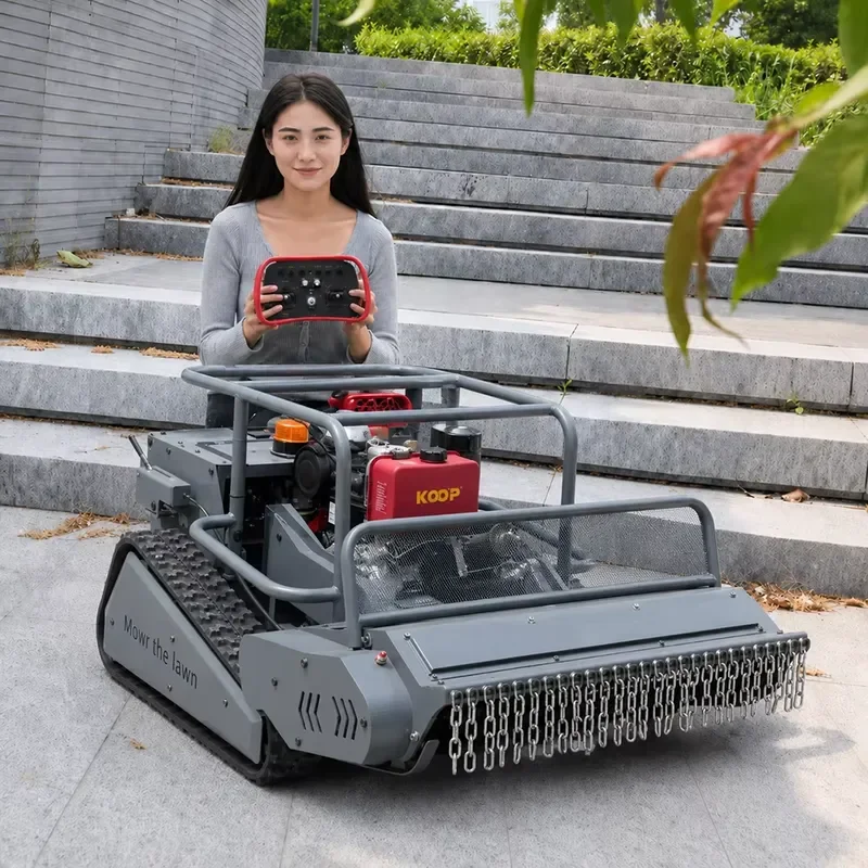 Big Power Engine Small Grass Cutter Cutting Width 80cm 100cm 120cm Remote Control Crawler Flail Mower